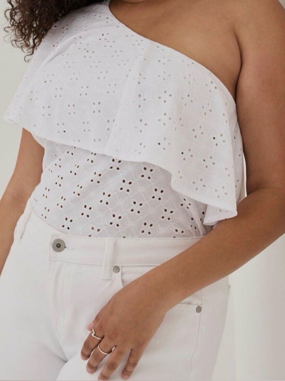 torrid White One shoulder eyelet top